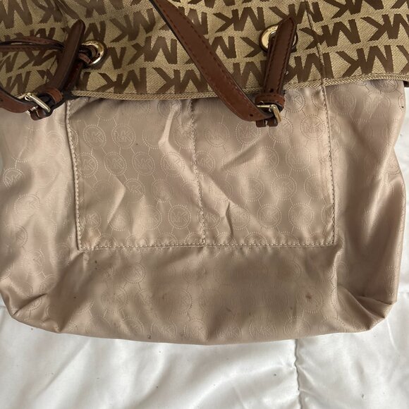 MICHAEL Michael Kors Brown Signature Logo Tote Leather Straps Shoulder Bag - Picture 11 of 14